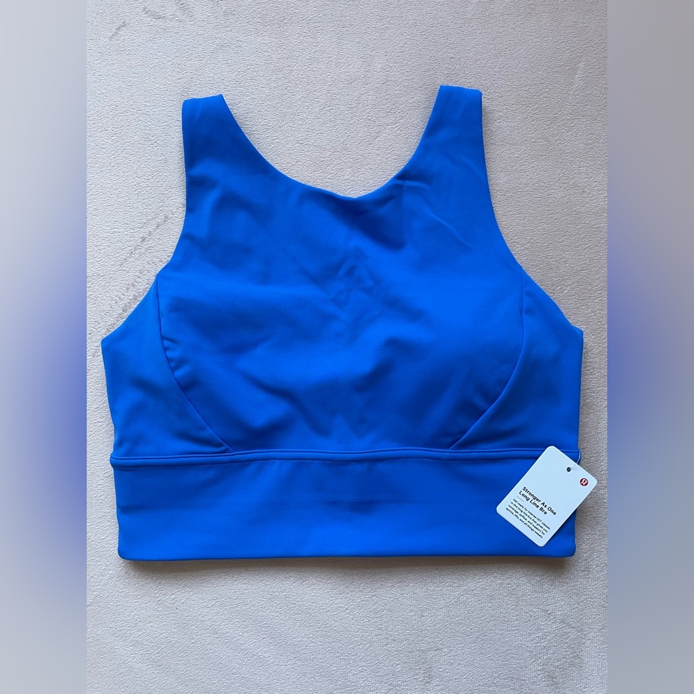 Lululemon Stronger As One Long Line Bra Size 8 WDBL Wild Bluebell NWT